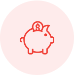 Ic&ocirc;ne rouge repr&eacute;sentant une tirelire en forme de cochon
